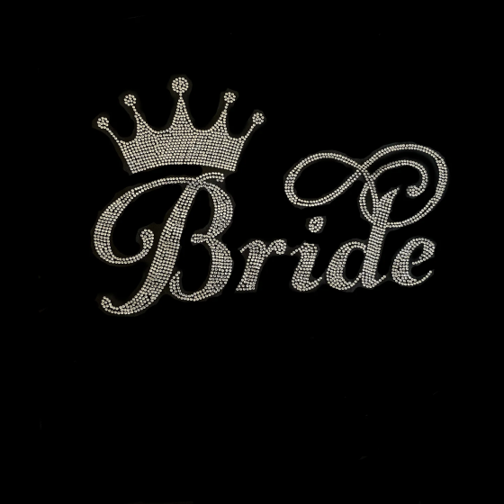 Bride Saying with Crown Rhinestone Iron On Heat Transfer Bling Design